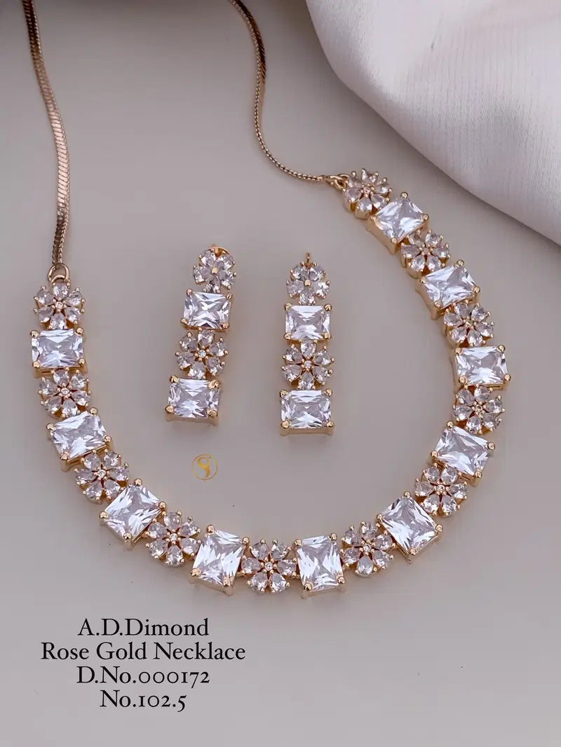 Designer AD 1025 Diamond Necklace Set Wholesale Price In Surat
